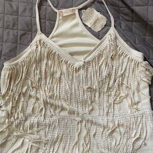 Altar’d State **NEW*** Women's Cream Western Bling Fringed Tank Top sz:Medium
